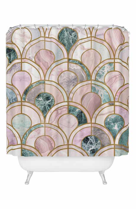 Deny Designs Rose Gold Marble Inlay Shower Curtain