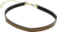 OLIVIA WELLES Snake Skin Embossed Faux Leather Choker Necklace