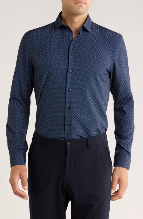 Diamond Stretch Button-Up Shirt