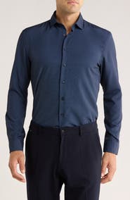 SOUL OF LONDON Diamond Stretch Button-Up Shirt