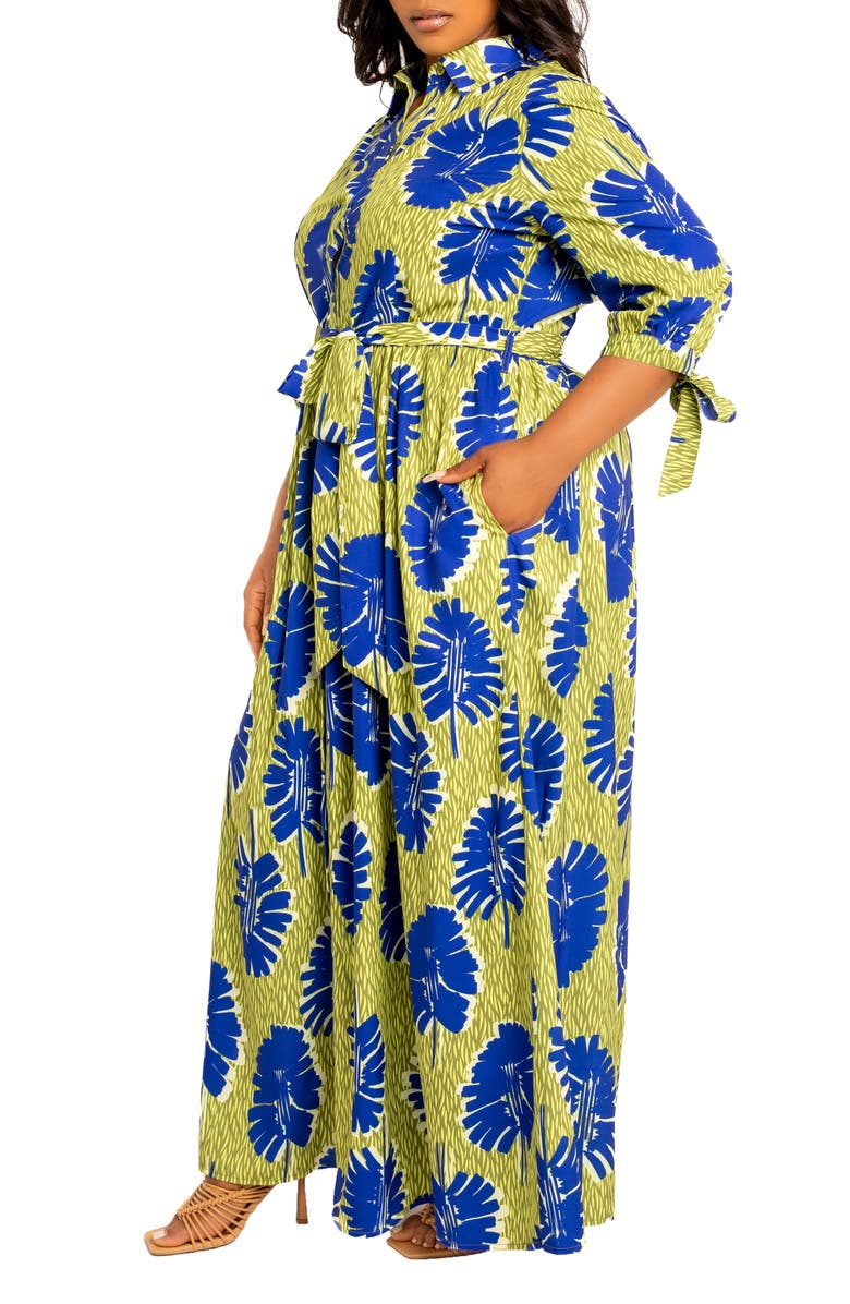 BUXOM COUTURE Mixed Print Maxi Shirtdress, Alternate, color,