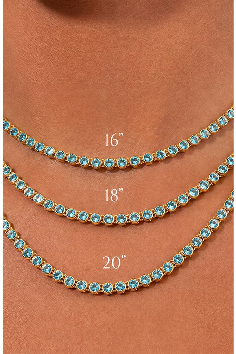 Helene Bezel Cubic Zirconia Tennis Necklace, Alternate, color, GOLD/ BLUE