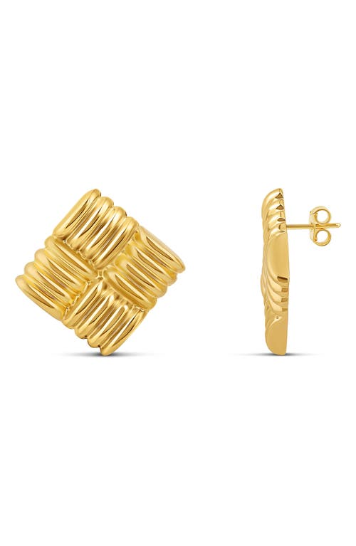 Shymi Textured Square Statement Earrings In Gold
