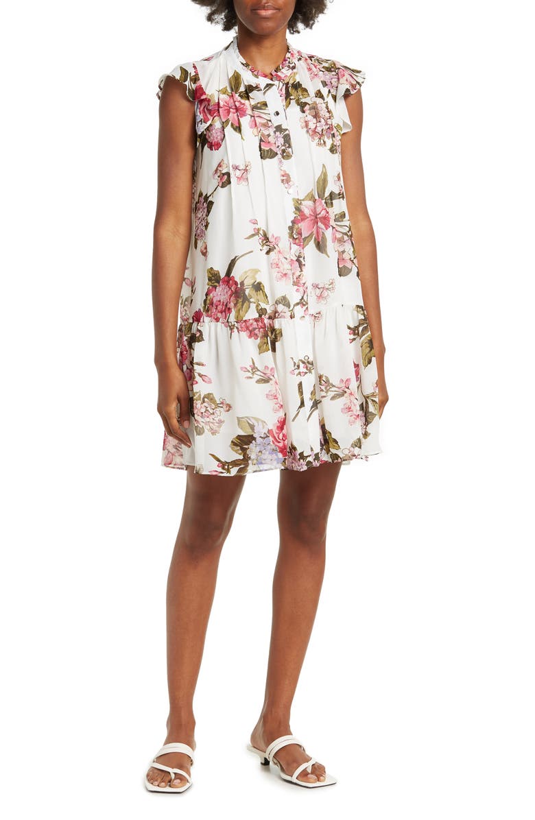 Julia Jordan Floral Print Pintuck Dress, Main, color, 