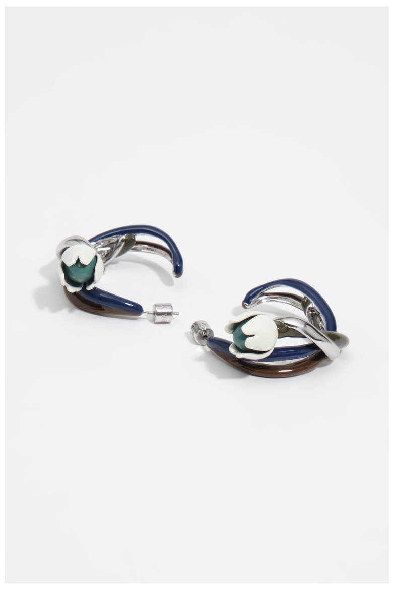 Enameled Maxi Tulip Hoop Earrings, Alternate, color, DARK SILVER