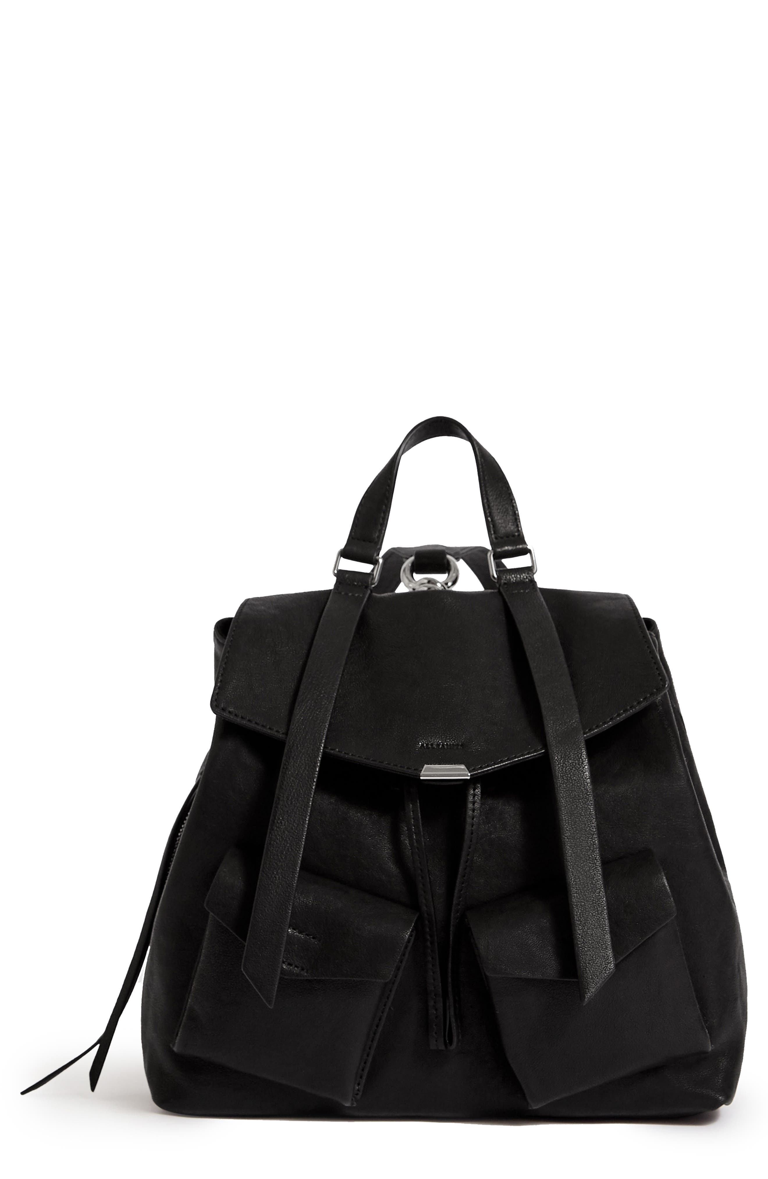 AllSaints Tower Leather Backpack, Main, color, 