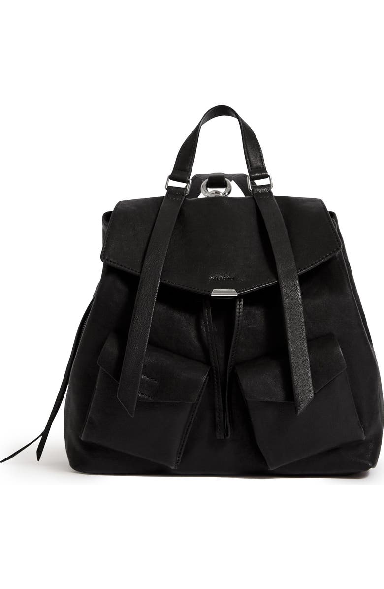 AllSaints Tower Leather Backpack, Main, color,