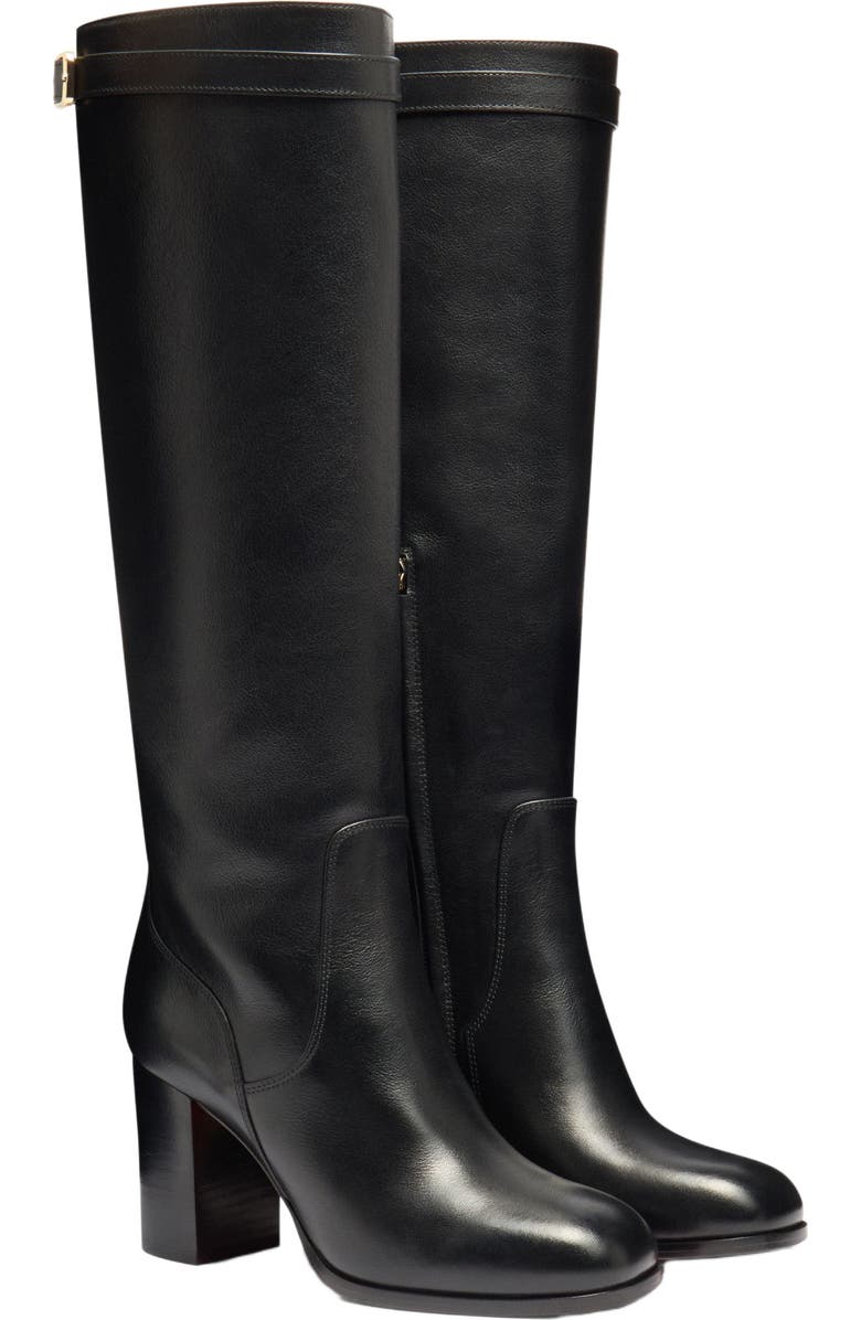 Santoni Women's leather high-heel boot, Alternate, color, Black