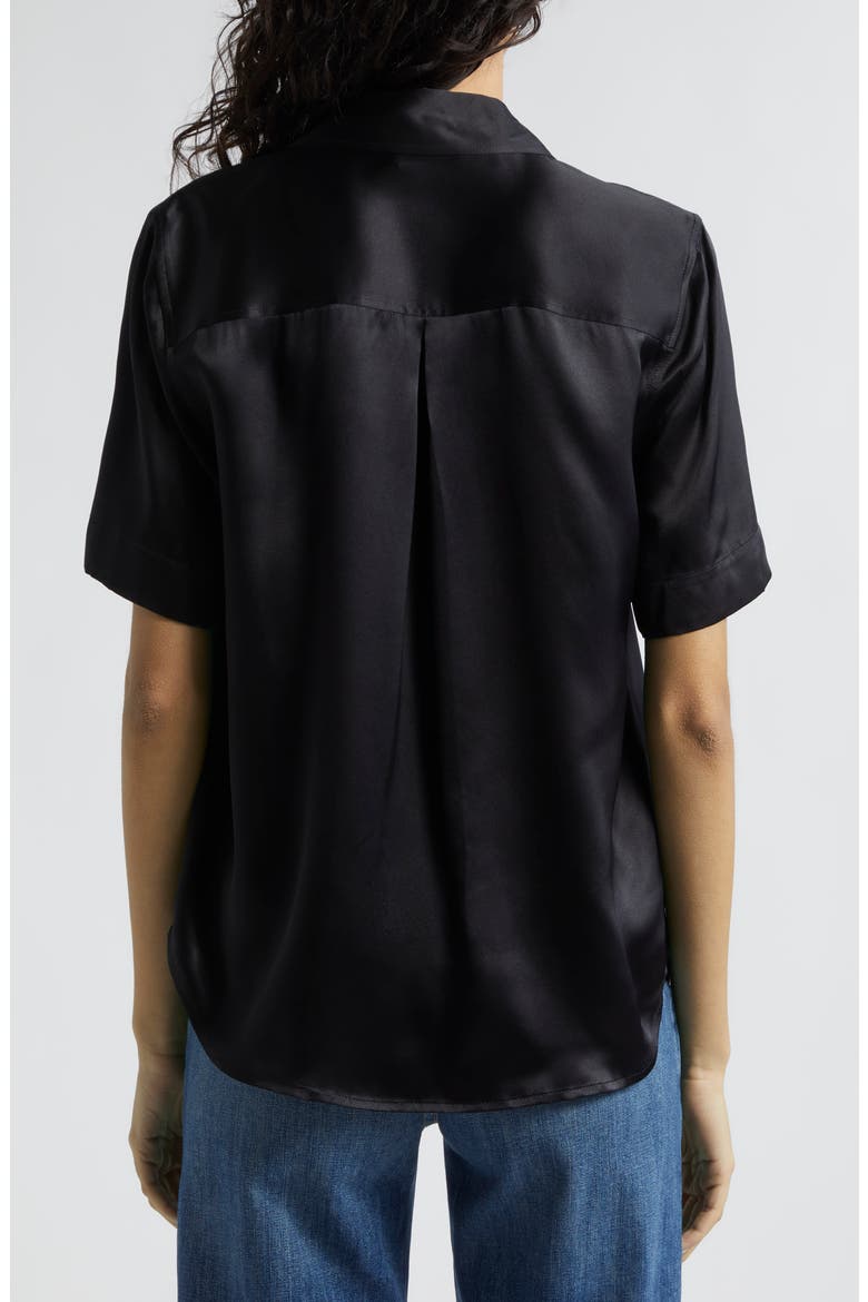 Elah Short Sleeve Silk Shirt, Alternate, color, BLACK