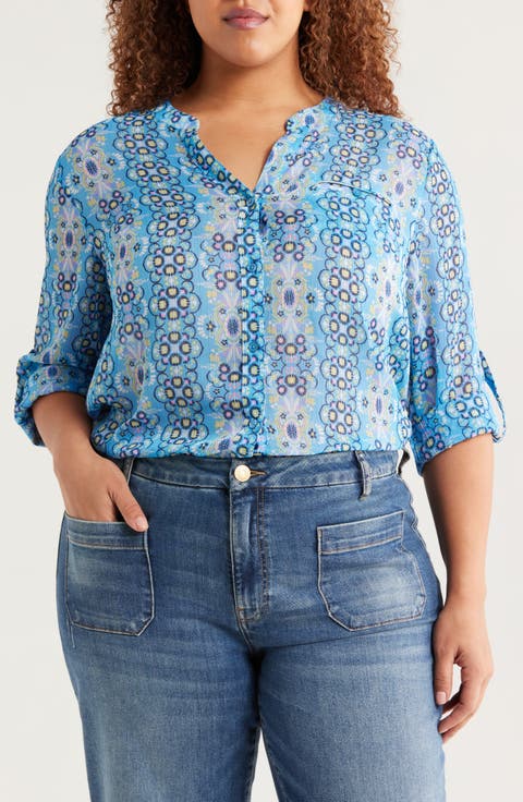 Jasmine Roll Sleeve Top (Plus Size)