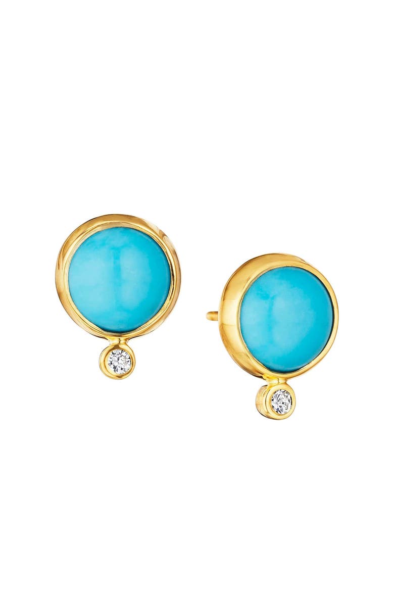 SYNA Cirra Cabochon Studs, Main, color, Turquoise