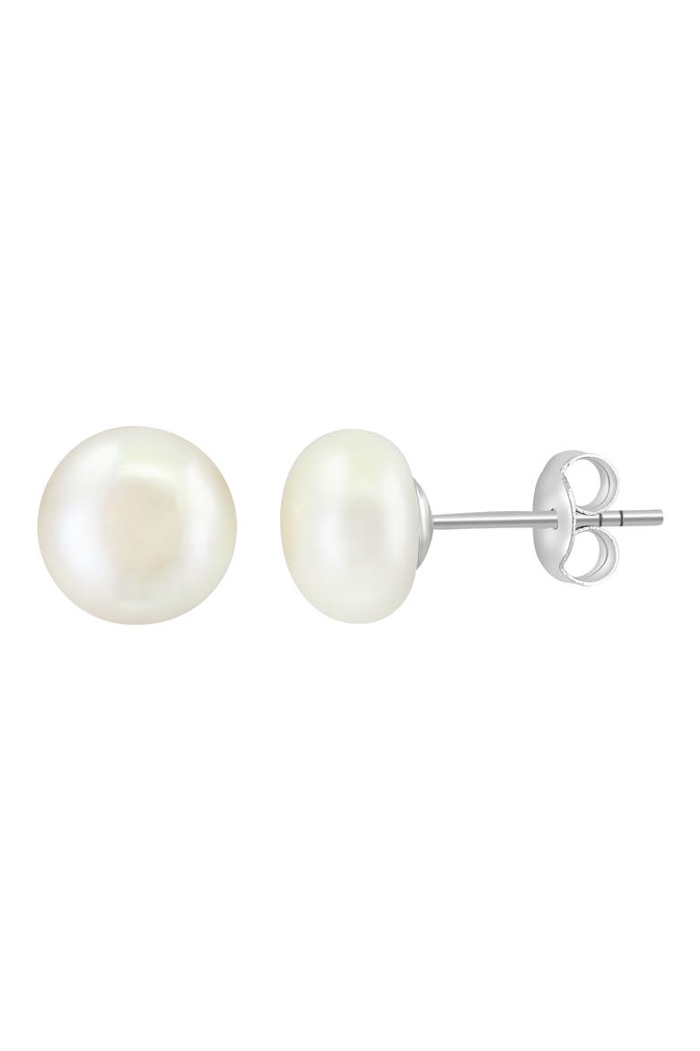 Sterling Silver Pearl Stud Earrings, Bracelet & Necklace Set, Alternate, color, WHITE
