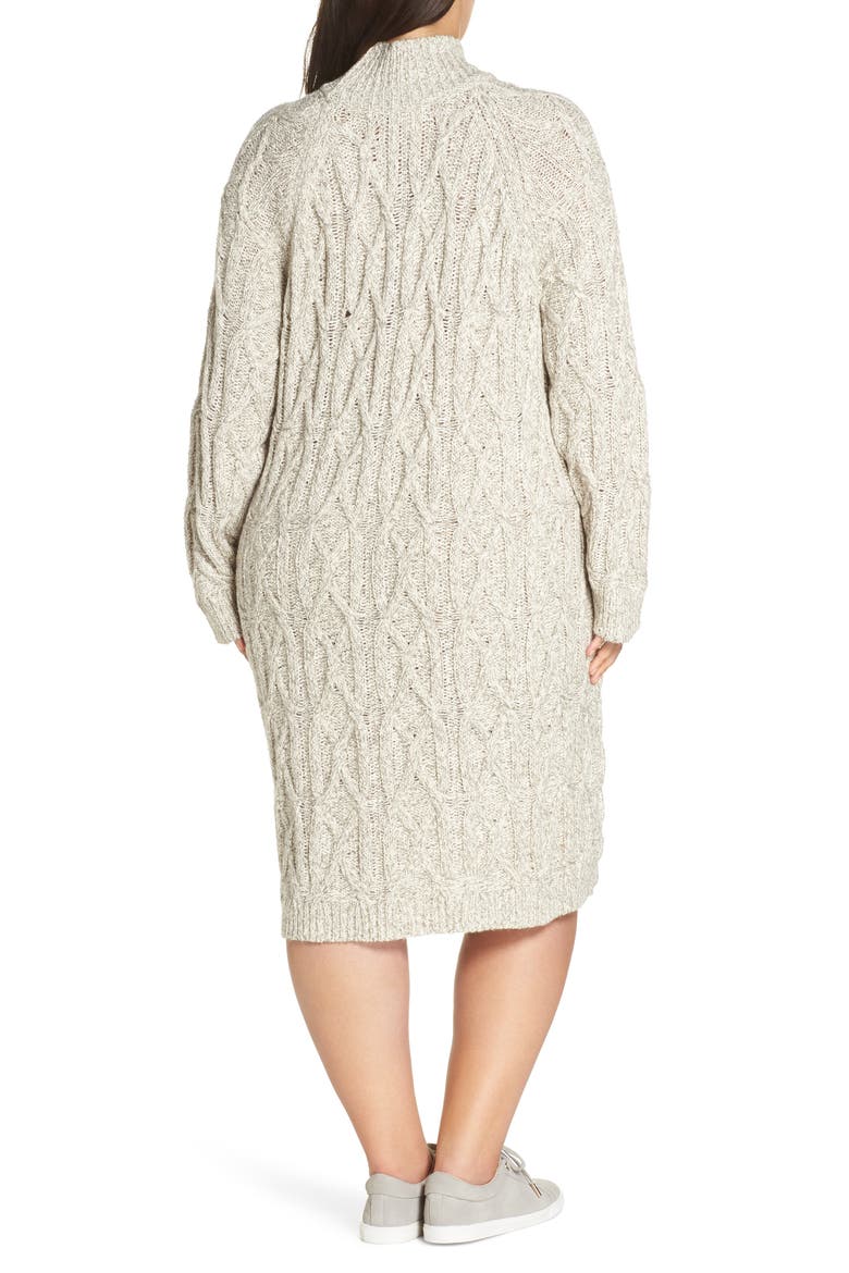 Cable Knit Sweater Dress, Alternate, color, GREY PEARL MARL
