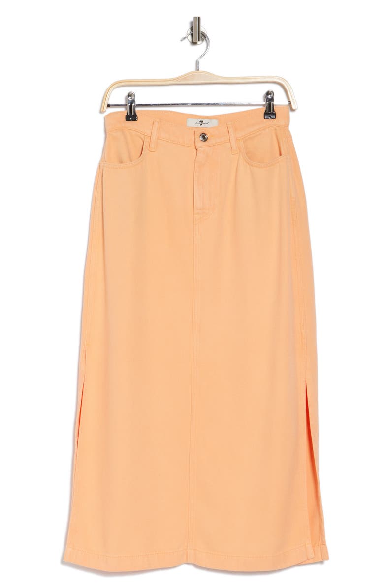 7 For All Mankind Midi Denim Skirt, Alternate, color, Peach