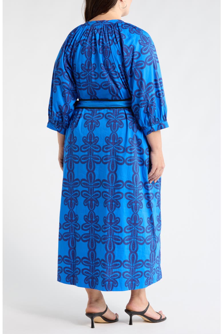Romery Puff Sleeve Cotton Maxi Dress, Alternate, color, BLUE-NAVY-MUL