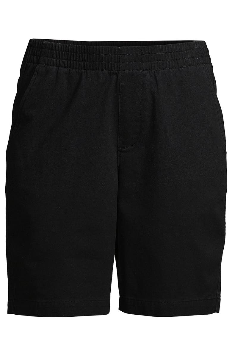 Lands' End Mid Rise Elastic Waist Pull On 10" Chino Bermuda Shorts, Alternate, color, Black