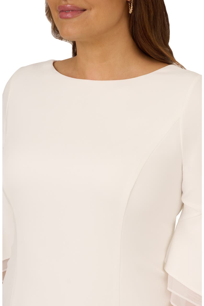 Tiered Organza & Knit Crepe Sheath Dress, Alternate, color, IVORY