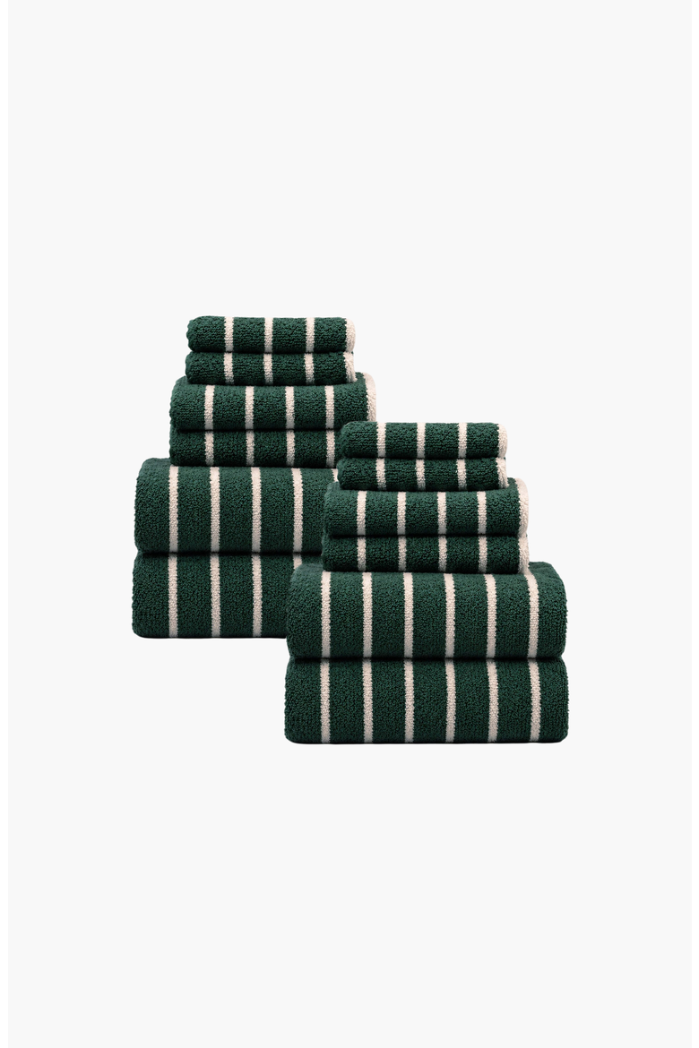 Ultraplush Australian Cotton Towel 12-piece Family Set, Main, color, Verdant & Ecru