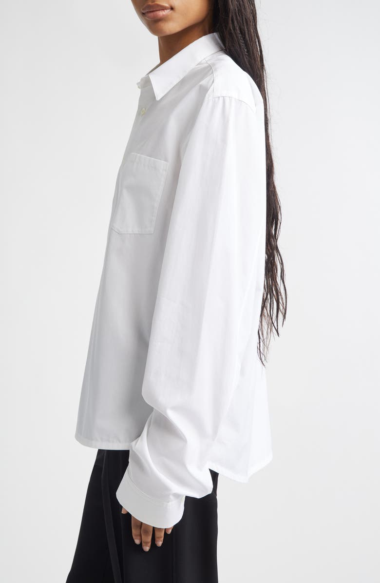 RIER Cotton Button-Up Shirt, Alternate, color, White Popeline