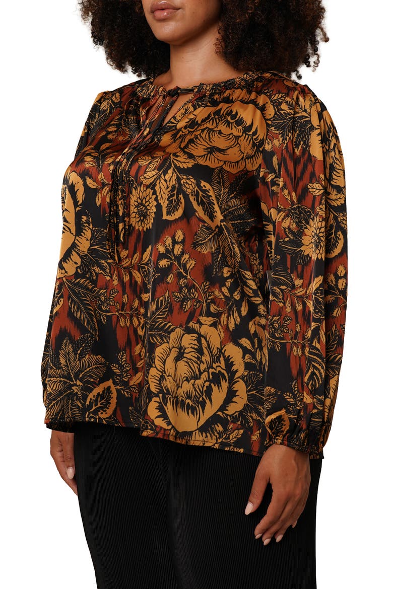 Tie Front Top, Alternate, color, MULTI BROWN