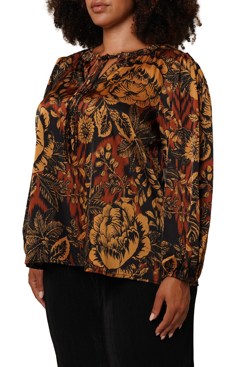 SUNNY LEIGH Tie Front Top, Alternate, color, Multi Brown