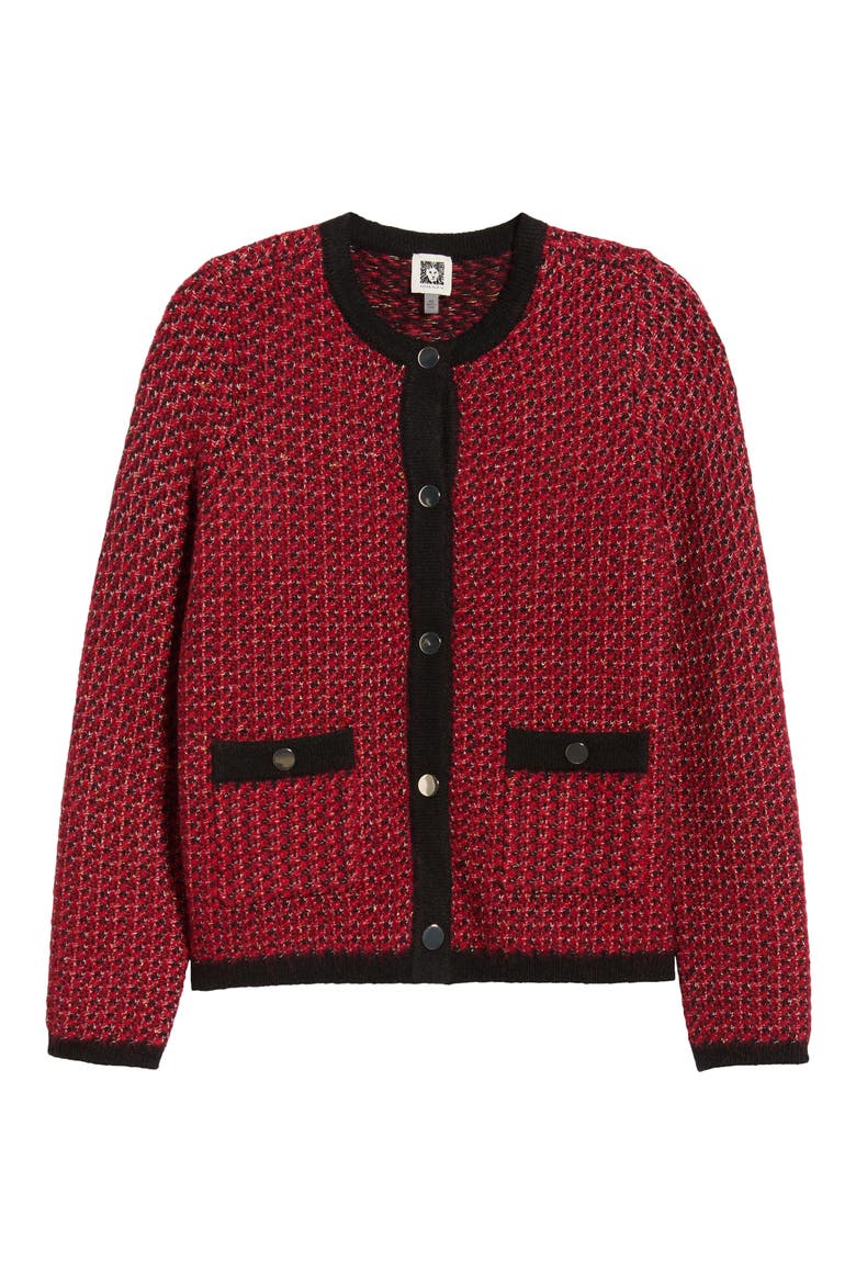 Lurex Boucle Cardigan, Alternate, color, TITIAN RED MULTI