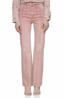 Avec Les Filles Raw Waistband Pintuck Flare Pants