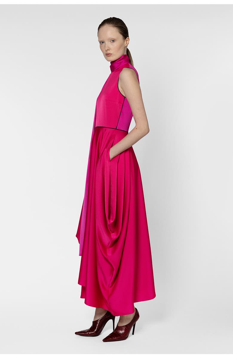 Roksanda Aela Textured Satin Maxi Dress, Alternate, color, Taffy / Ultra Pink