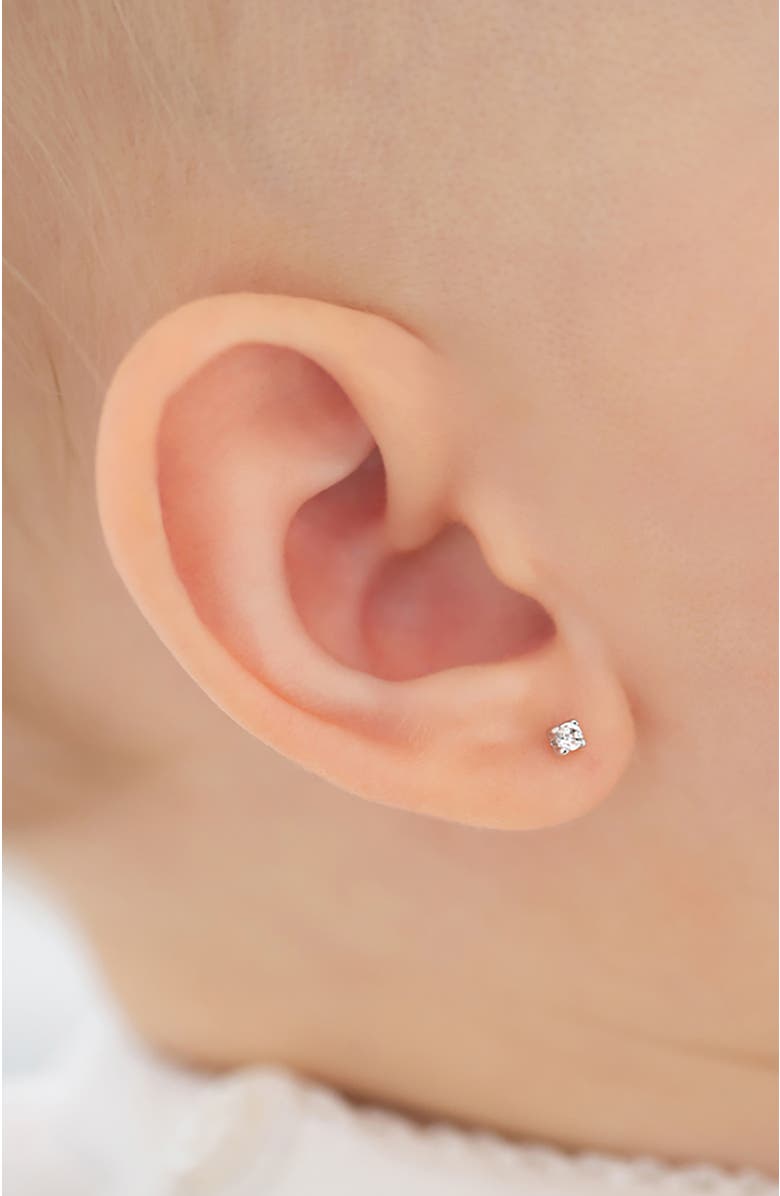 In Season Jewelry 14k Square Set Cubic Zirconia Solitaire Earrings, Alternate, color, Silver