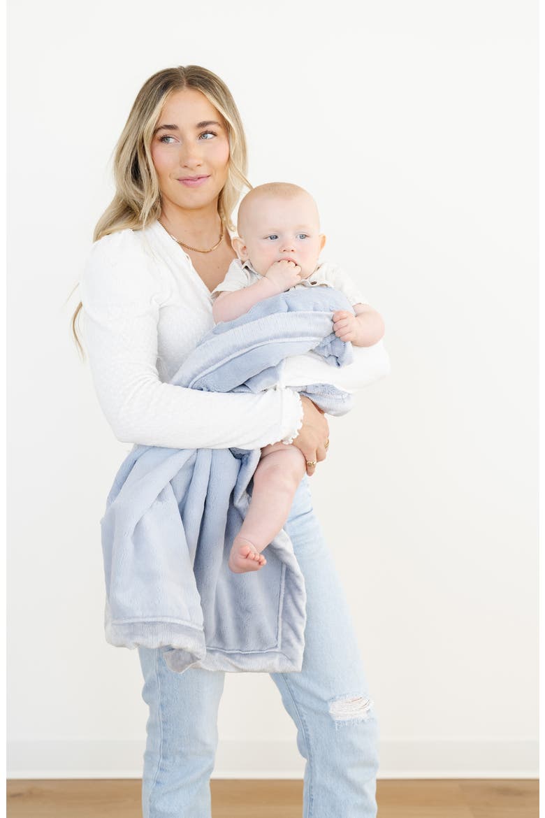 Faux Fur Recieving Blanket, Alternate, color, STORM CLOUD