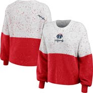 WEAR by Erin Andrews Women's WEAR by Erin Andrews  White/Red Washington Wizards Color-Block Pullover Sweater