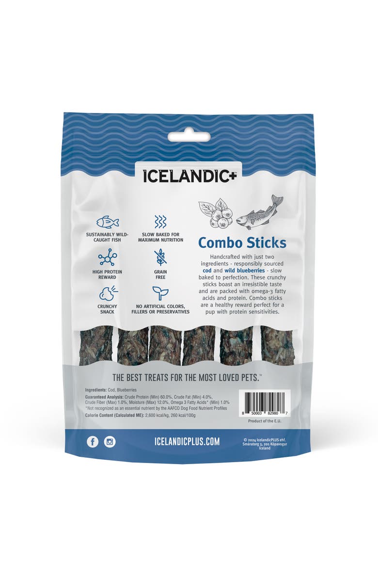 ICELANDIC+ Combo Sticks Cod & Blueberry 2oz, Dog Treats, Alternate, color, Multicolored
