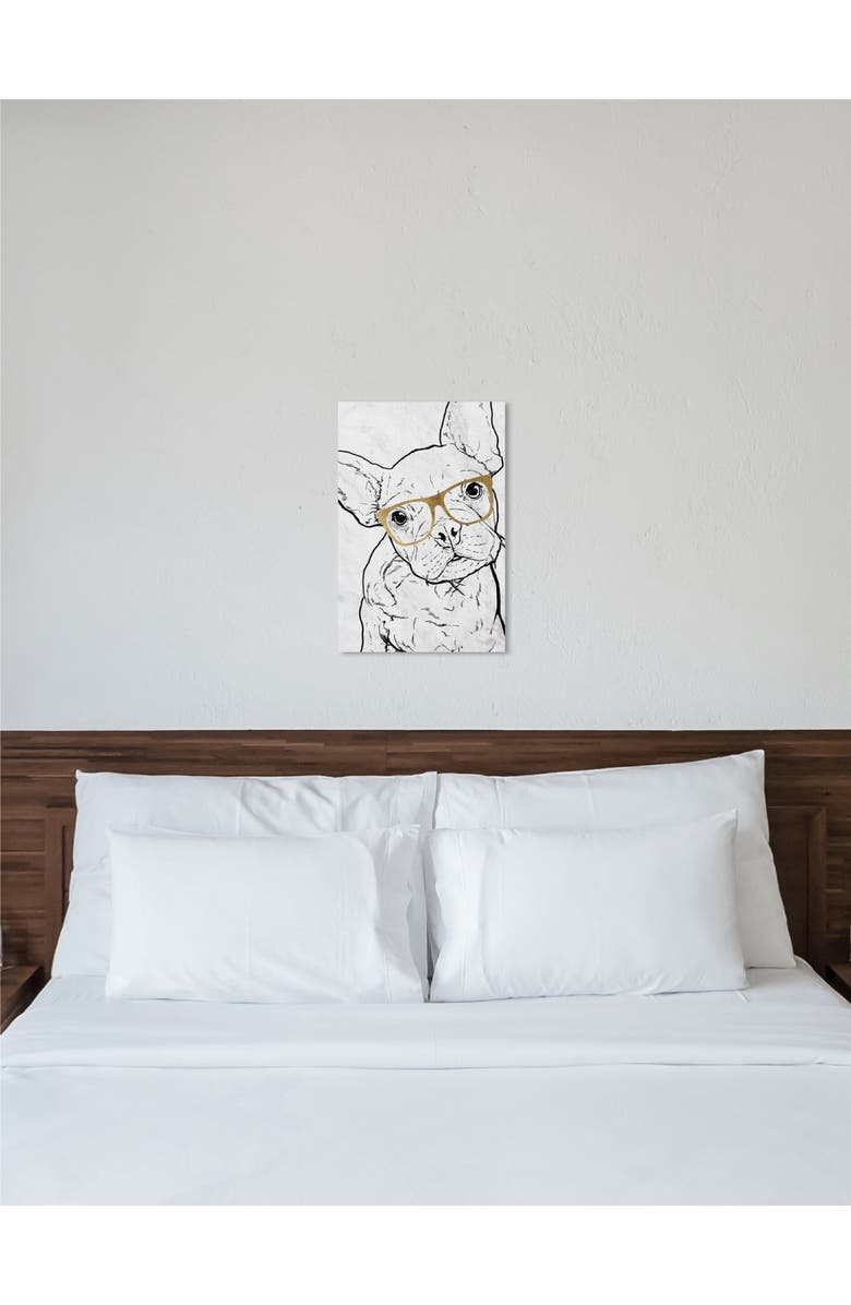 Oliver Gal Frenchie with Gold Glasses Canvas Wall Art, Alternate, color, 