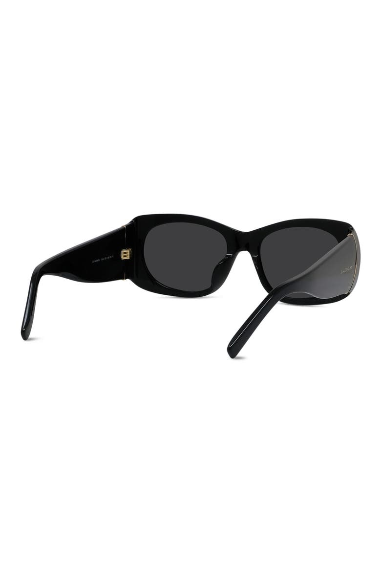 53mm Geometric Sunglasses, Alternate, color, SHINY BLACK / SMOKE