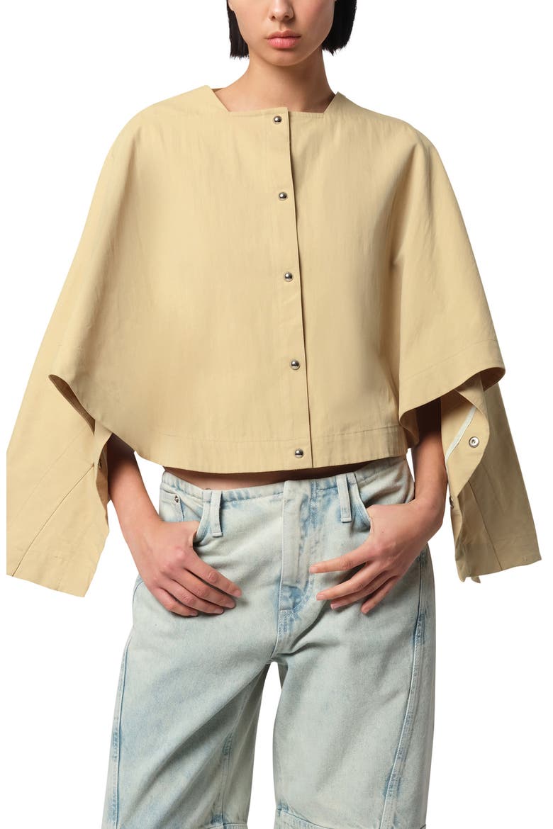 Quinn Water Repellent Cotton Blend Cape Jacket, Main, color, SANDSTONE