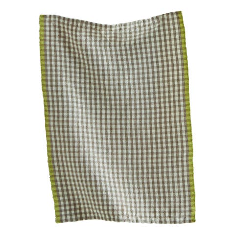 Gray Linen Cotton Check Dishtowel Machine Washable Kitchen