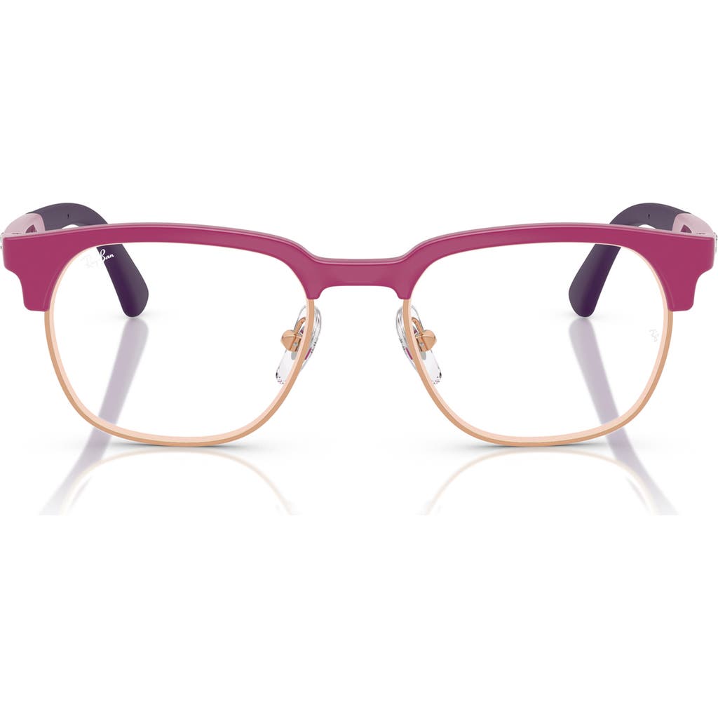 Ray Ban Ray-ban Kids' 48mm Square Optical Glasses In Rose Gold