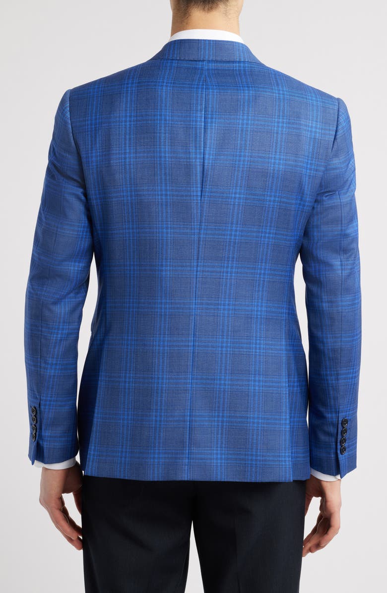 Emporio Armani Plaid Virgin Wool Sport Coat, Alternate, color, Royal Blue