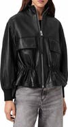 AllSaints Flor Leather Peplum Jacket