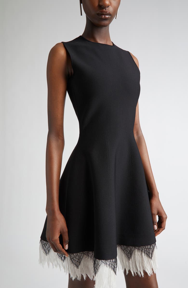 McQueen Volume Cobweb Lace Fit & Flare Minidress, Alternate, color, Black/ Ivory