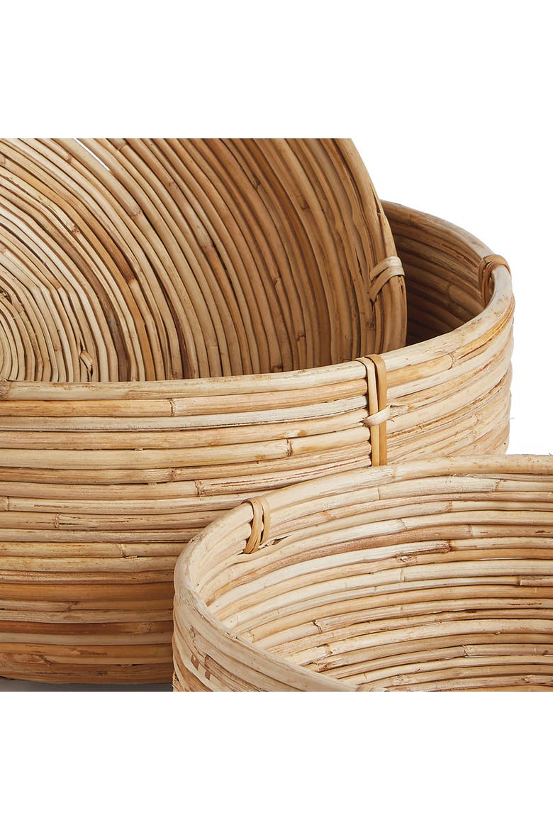 Cane Rattan Low Baskets Set of 3, Alternate, color, Beige