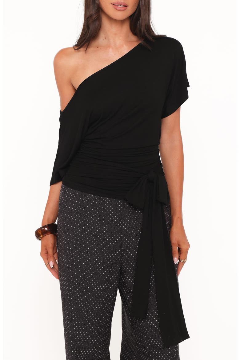 Clarke Off the Shoulder Tied Top, Main, color, BLACK