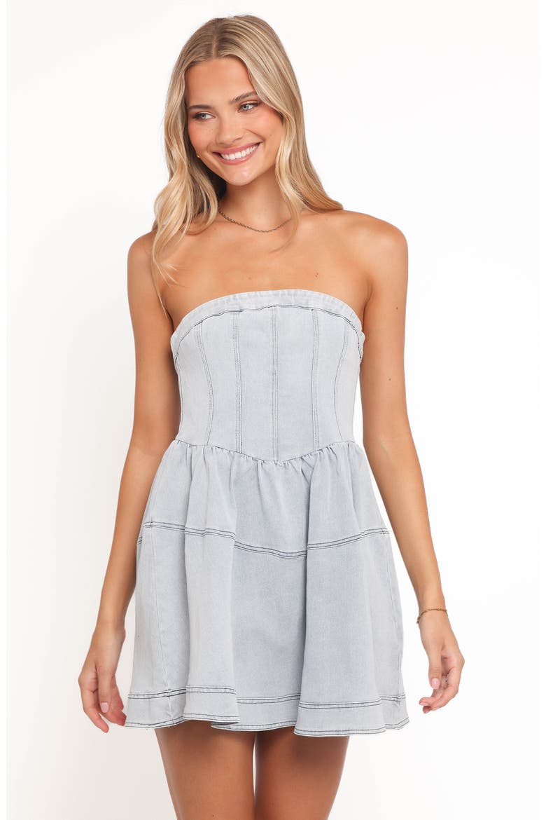 Ellen Strapless Minidress, Alternate, color, LIGHT DENIM