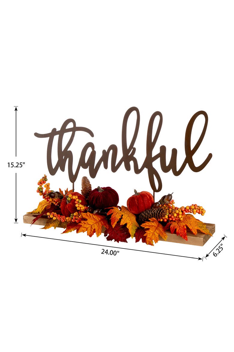 24"L Harvest Metal Sign Floral Center Piece, Alternate, color, Orange