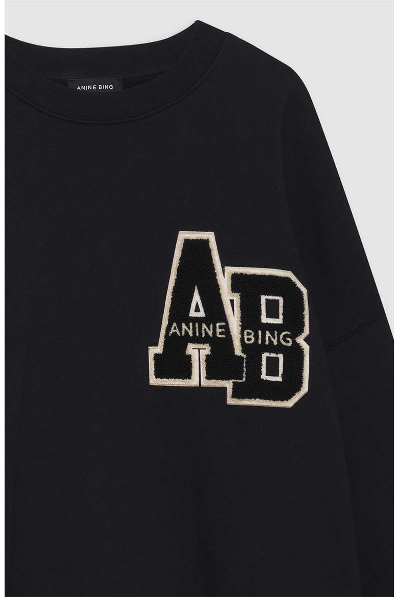 Miles Oversized Sweatshirt Letterman, Alternate, color, Black