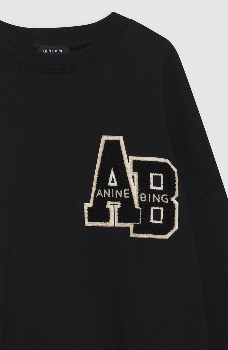 ANINE BING Miles Oversized Sweatshirt Letterman, Alternate, color, Black