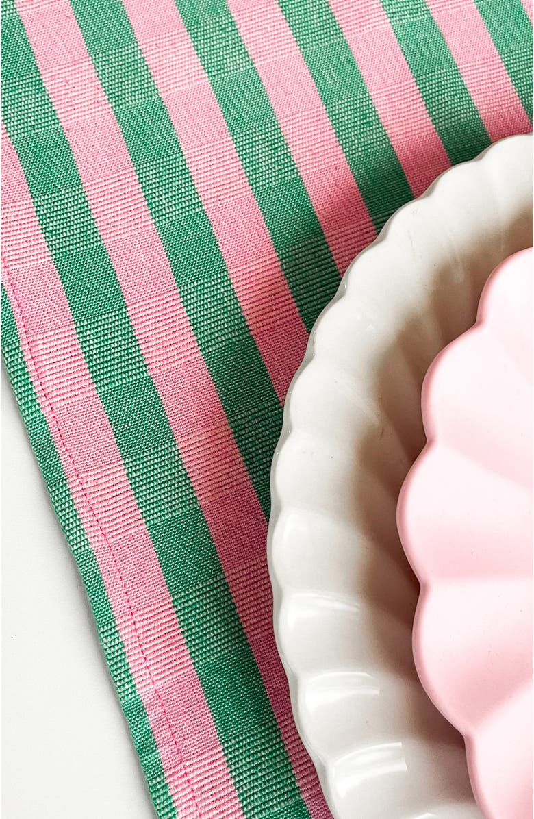 Archive New York Handwoven Colorful Striped Cotton Table Runner, Alternate, color, Green