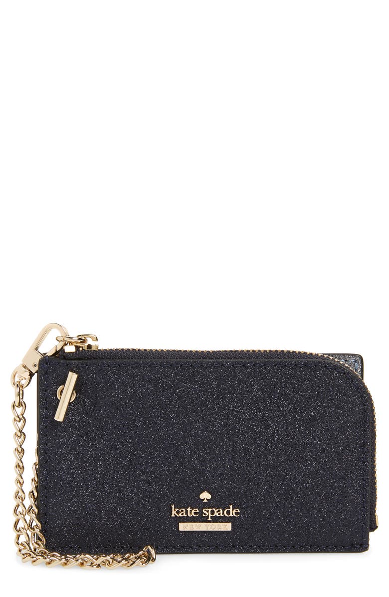 Kate Spade New York burgess court - ivey glitter leather card holder, Main, color, 