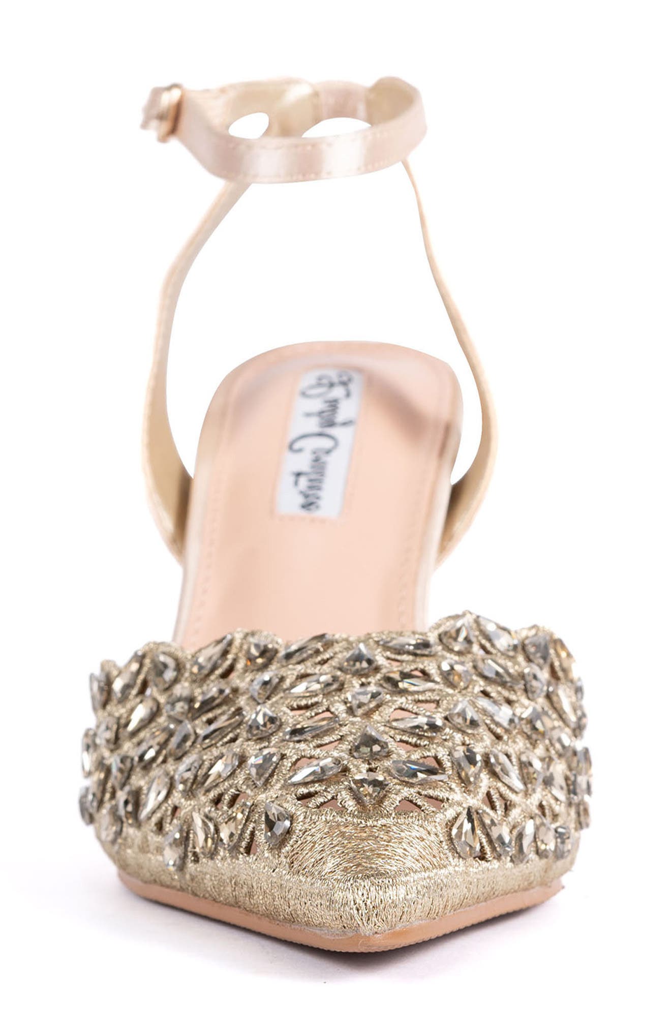 Sabrina Pointed Toe Ankle Strap Pump, Alternate, color, GOLD