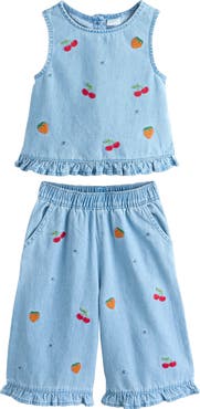NEXT Kids' Embroidered Denim Tank & Pants Set